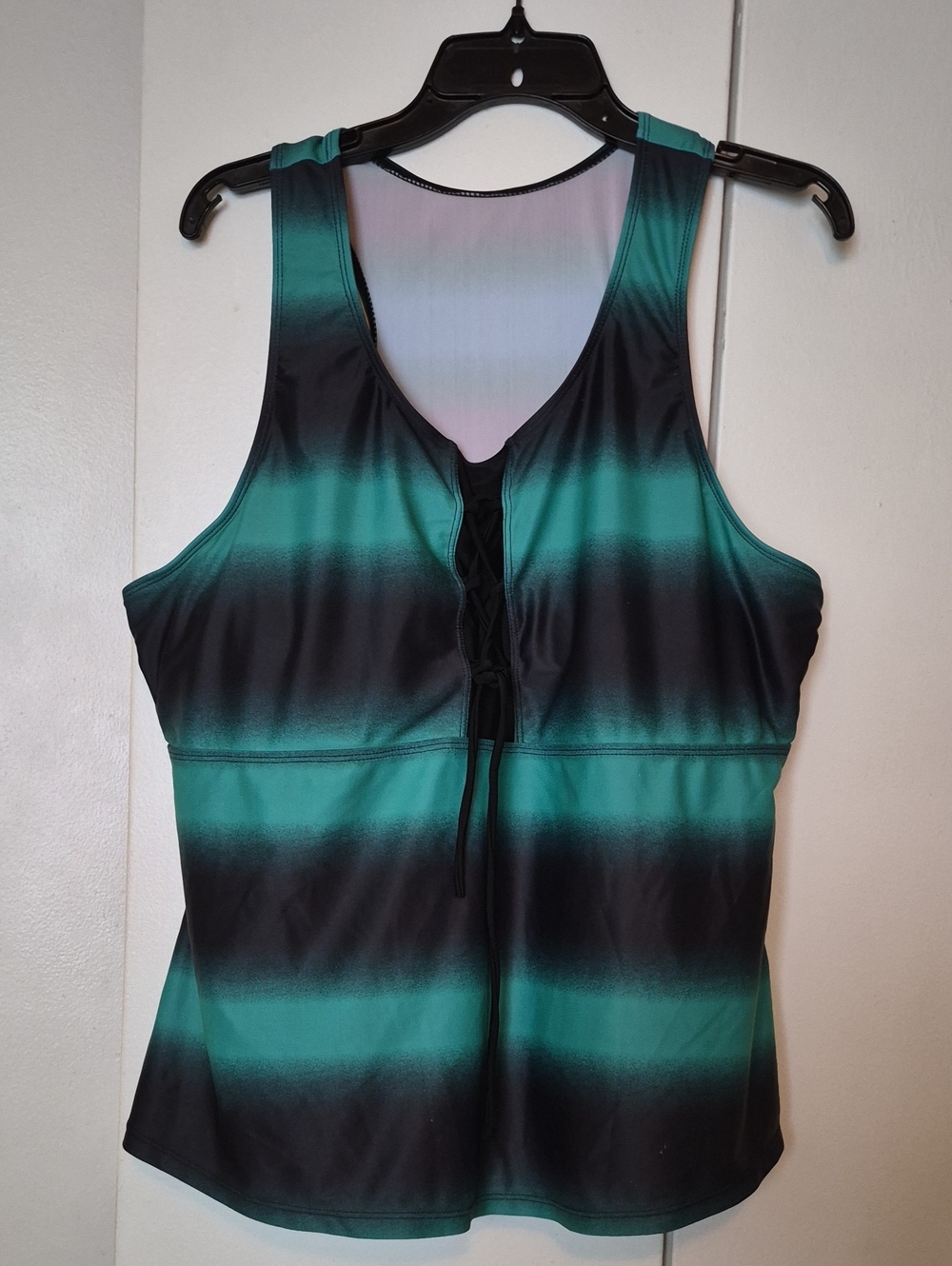 Women’s Two Piece Swim Wear Green Black Striped